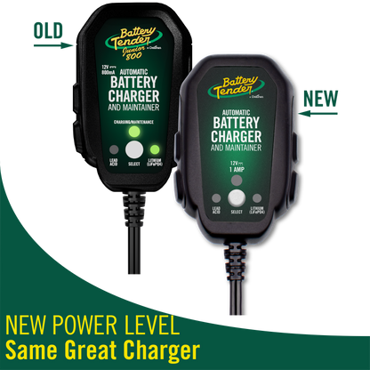 Battery Tender Junior 800mA 12V Selectable Chemistry Battery Charger and Maintainer