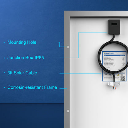 ACOPOWER 20 Watt Mono Solar Panel for 12V Battery Charging, Off Grid