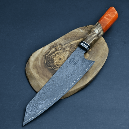Aurora Japanese Chef Knife with Exotic Olive Burl Wood & Resin Composite Handle