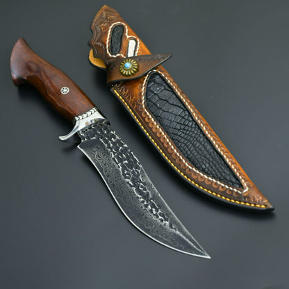 Aphrodite Japanese Hunting Utility Knife with Exotic Sandalwood Handle