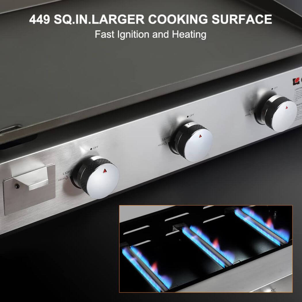 Camplux Outdoor Gas Griddle Grill Combo 3 Burner - Camping and Tailgating 33,000 BTU w/ 20 LB LP Connector