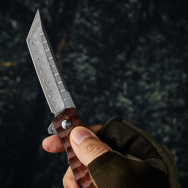 Lucifer VG10 Handmade Tanto Knife with Exotic Rose Wood Handle