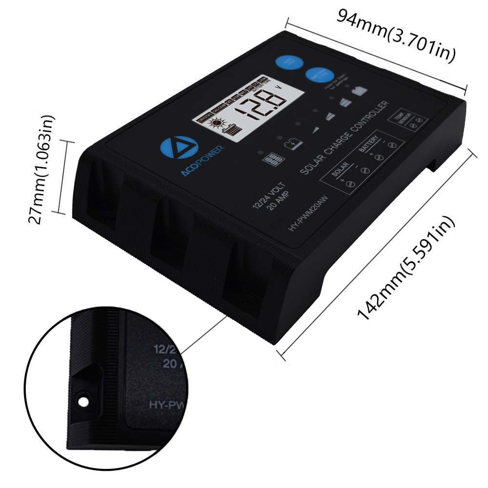 ACOPOWER 12V Polycrystalline Solar RV Kits + MPPT / PWM Charge Controller