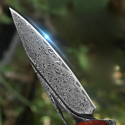 Quicksilver Handmade Japanese Damascus Pocket Knife with Exotic Red Sandalwood Handle