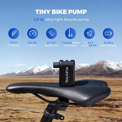 FLEXTAIL TINY BIKE PUMP - Ultra-Mini 100PSI Rechargeable Bicycle Pump