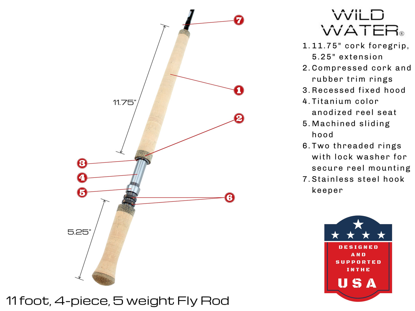 5 weight Switch Fly Rod, 11ft | 4 Piece | Wild Water Fly Fishing