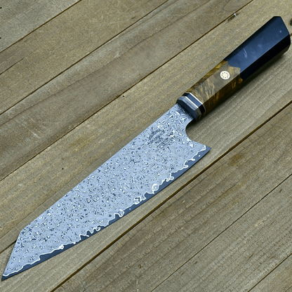 Aurora Japanese Chef Knife with Olive Burl Wood & Resin Composite Handle