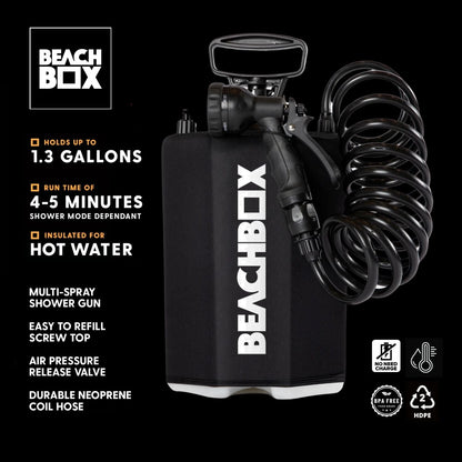 BeachBox Portable Camping Shower Tank - Black