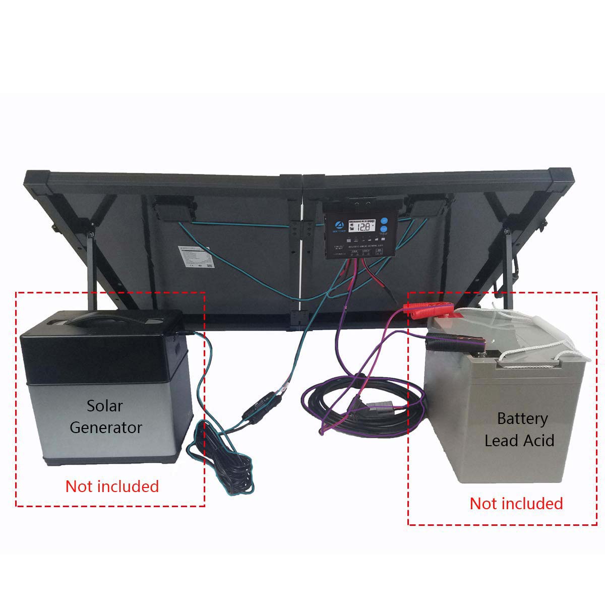 ACOPOWER 100W 12V Portable Solar Panel Kit, Foldable Mono Suitcase, proteusX Waterproof 20A Charge Controller