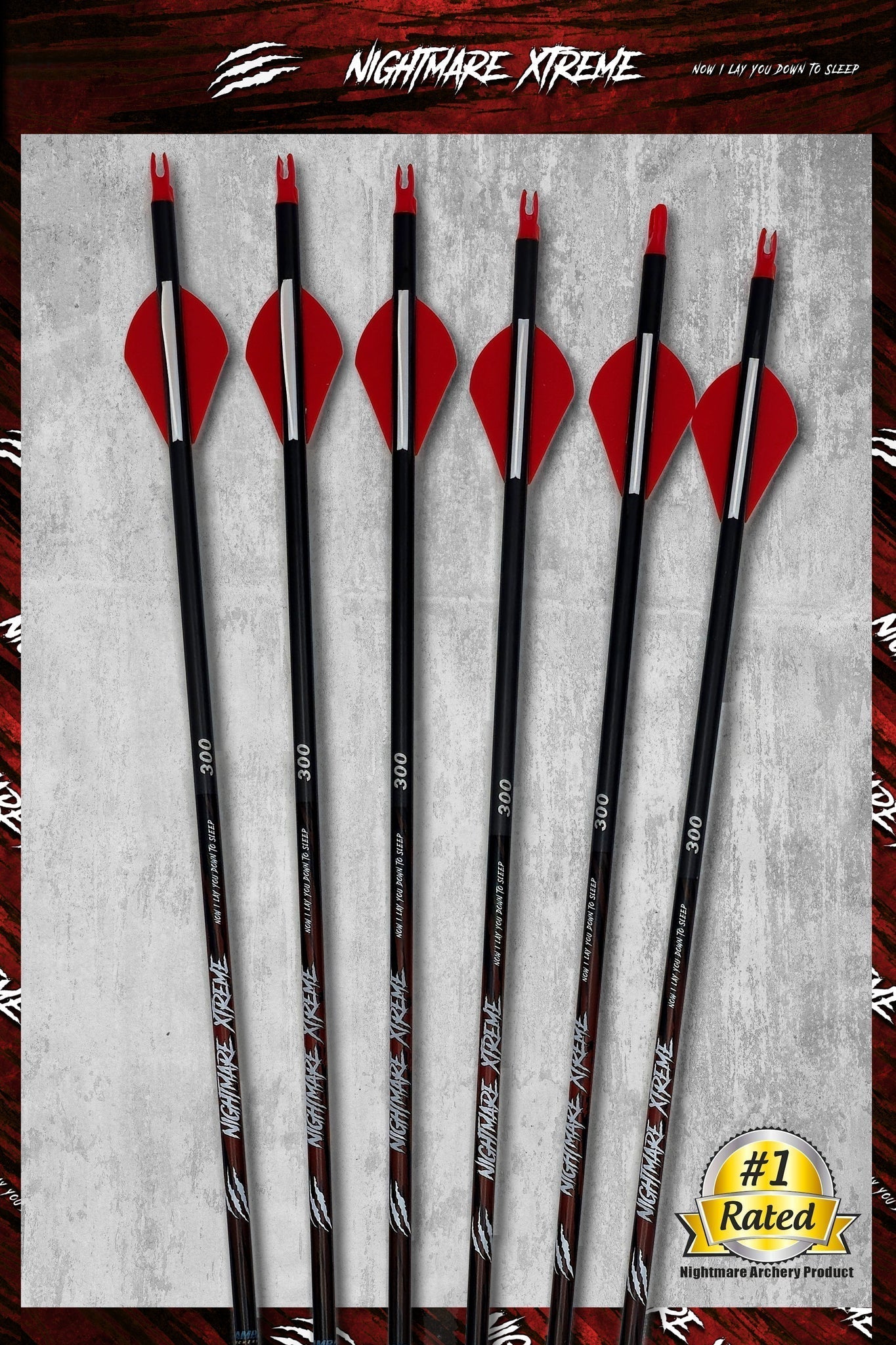 NIGHTMARE XTREME 300 / 350 / 400/ 500 spine Arrow 12/Pack Fletched