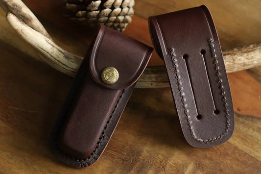Handcrafted Leather Knife Sheath with Brass Snap - Classic Belt Loop Design