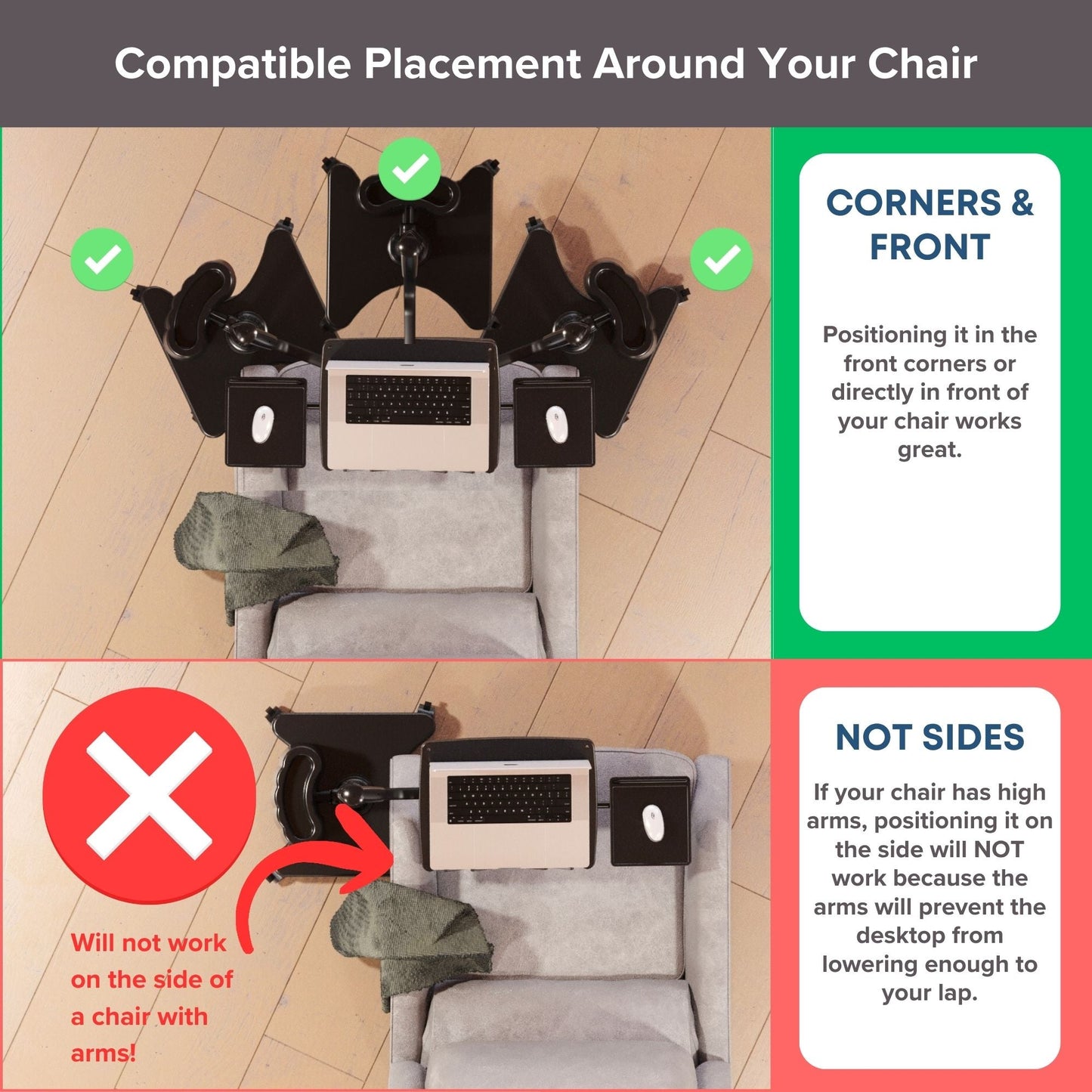 LEVO G2 Deluxe Rolling Laptop Stand WITH Mouse Tray 33801