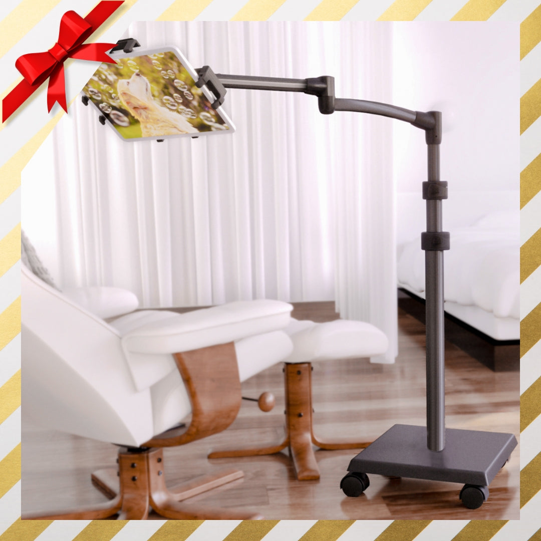 LEVO G2 Deluxe Tablet Floor Stand – Adjustable Height 30"–56", 5-Axis Arm, Universal Fit for iPad, Kindle, Samsung & More – Hands-Free Use in Bed, Sofa, Office – Gunmetal Grey