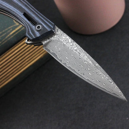 Erebus Japanese Gentleman's Knife with VG-10 Damascus, G10 Handle & Leather Sheath