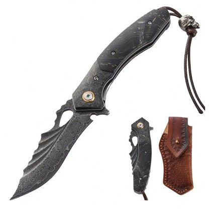 Condor VG10 Japanese Damascus Pocket Knife with Stained Maple Burl handle