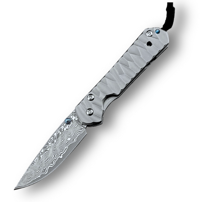 Diamond Japanese EDC Pocket Knife with VG10 Damascus Blade, Titanium Handle & Sheath