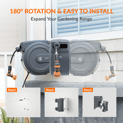 Giraffe Tools Retractable Garden Hose Reel-1/2in-130ft