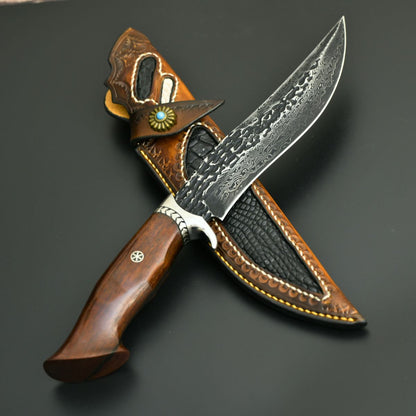 Aphrodite Japanese Hunting Utility Knife with Exotic Sandalwood Handle