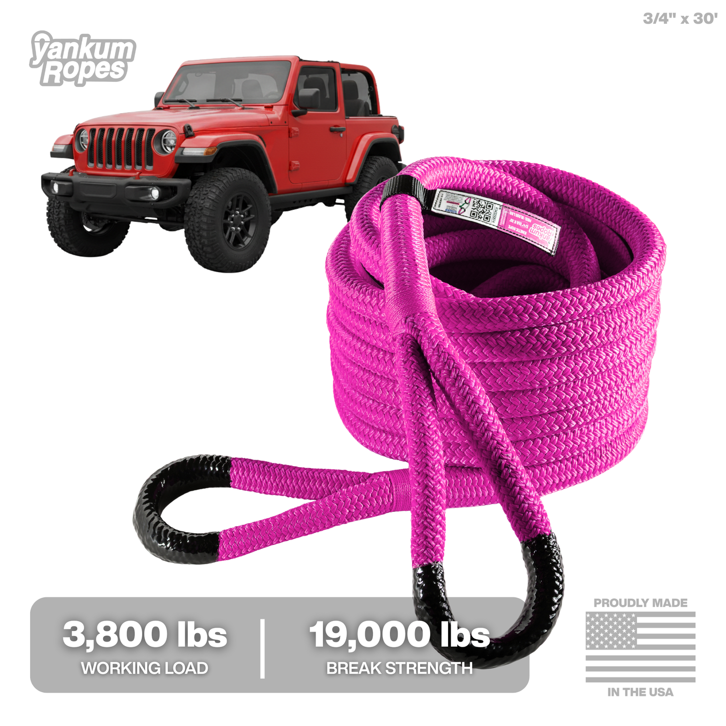 3/4" Kinetic Recovery Rope "Rubber Boa"