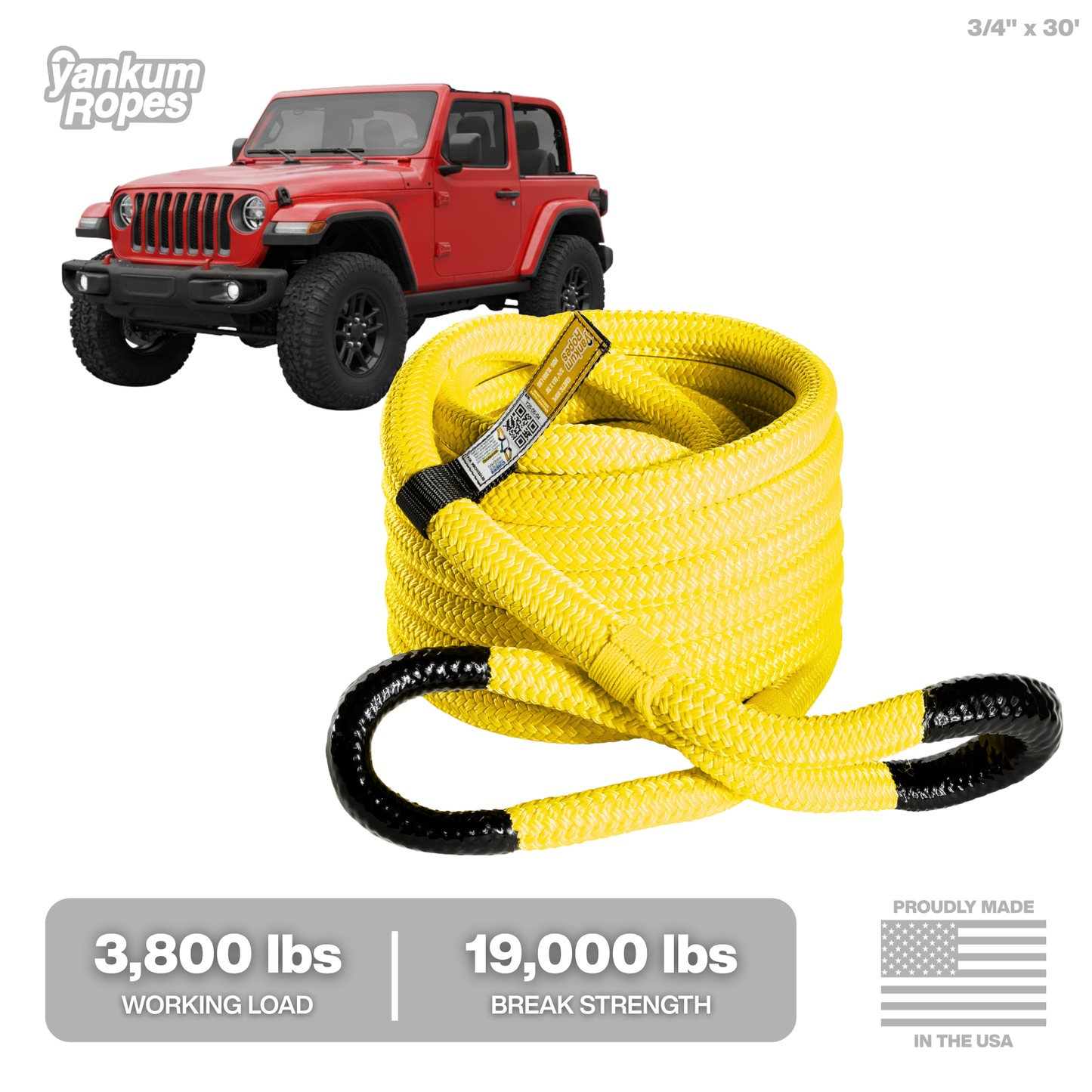 3/4" Kinetic Recovery Rope "Rubber Boa"