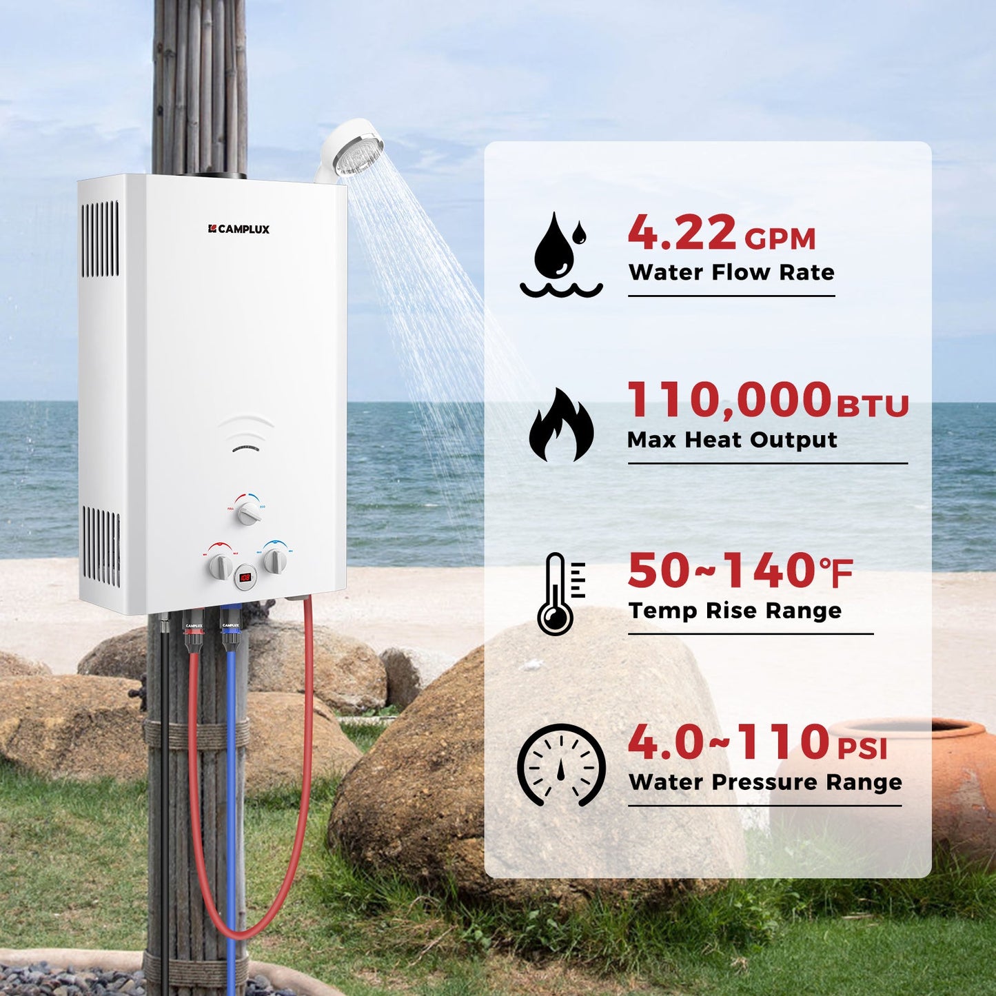 Camplux BW422 Camping Water Heater Propane