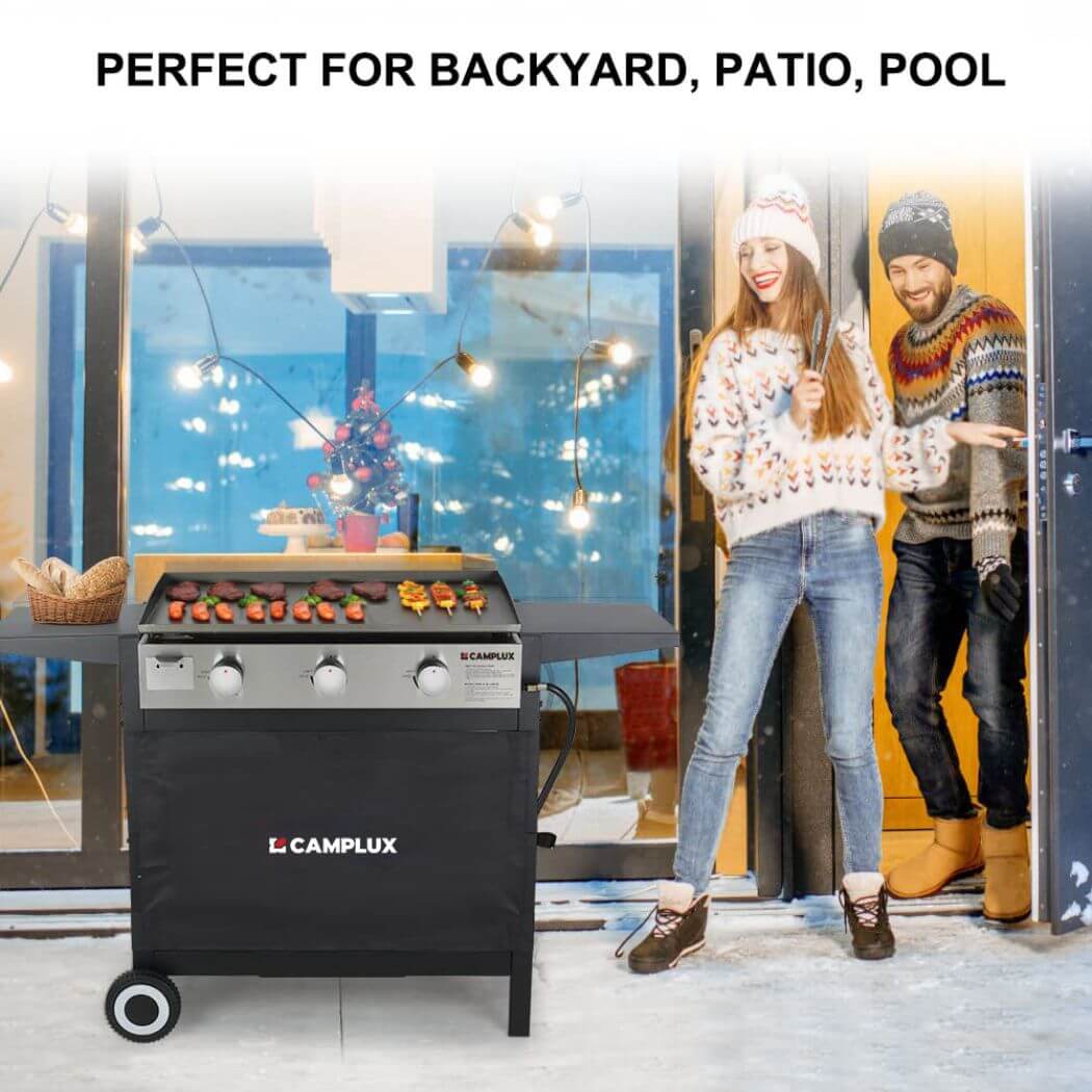 Camplux Outdoor Gas Griddle Grill Combo 3 Burner - Camping and Tailgating 33,000 BTU w/ 20 LB LP Connector