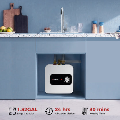 Camplux Electric Mini Tank Water Heater 120V - 1.3 Gallon