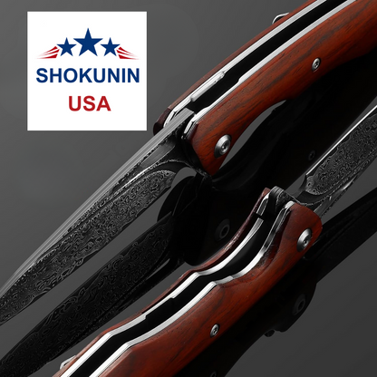 Quicksilver Handmade Japanese Damascus Pocket Knife with Exotic Red Sandalwood Handle