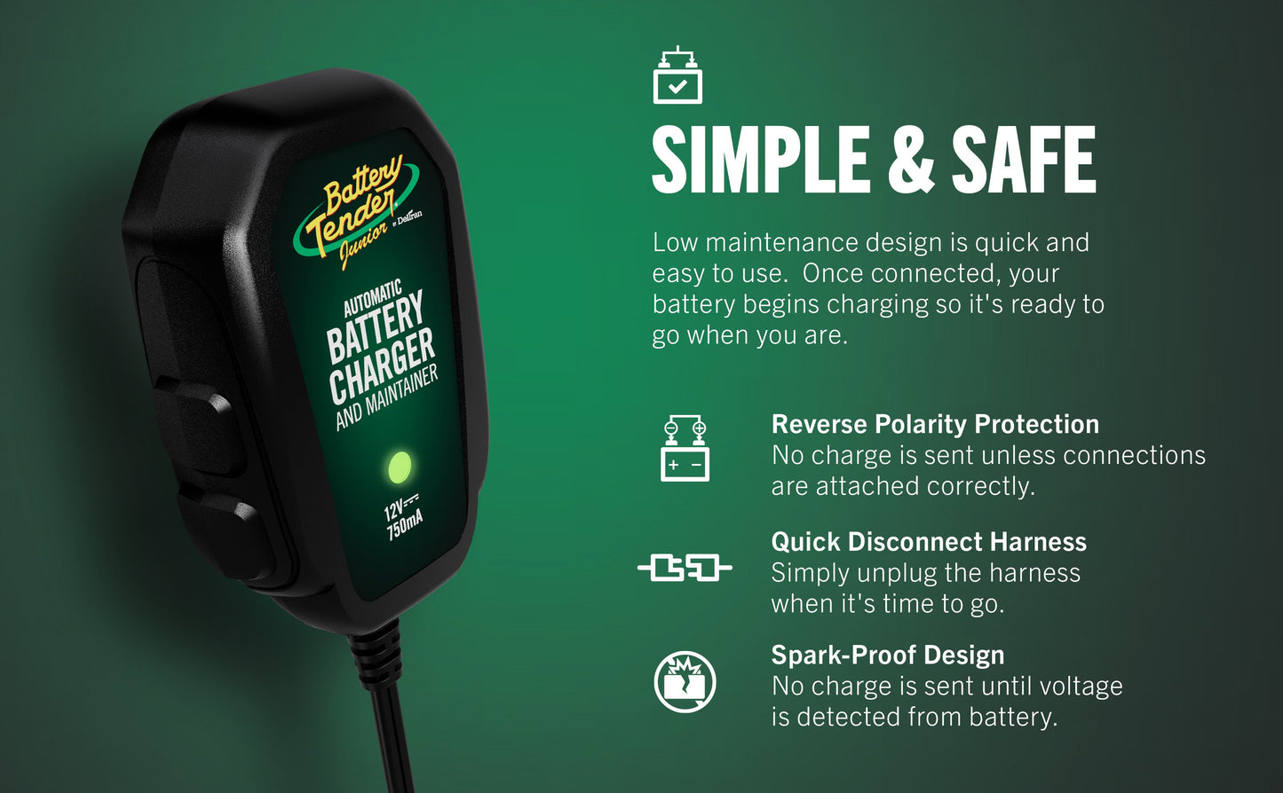Battery Tender Junior 750mA 12V Battery Charger and Maintainer