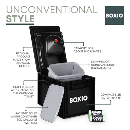 BOXIO - TOILET MAX+ | Composting Toilet Starter Kit With Additional Storage