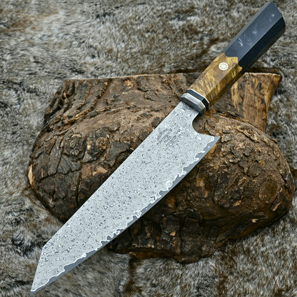 Aurora Japanese Chef Knife with Olive Burl Wood & Resin Composite Handle