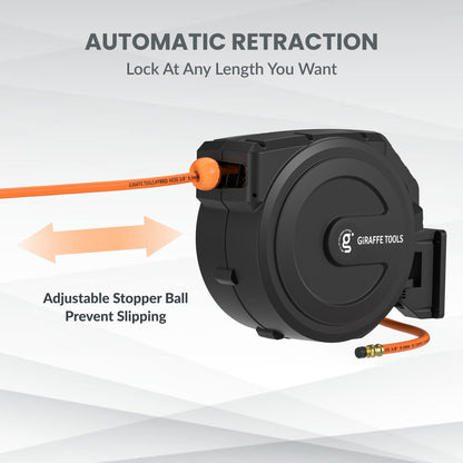 Giraffe Tools Retractable Air Hose Reel-PP Housing-3/8in-50ft