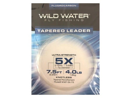 5X Fluorocarbon Leader, 7.5' Long | 3 Pack | Wild Water Fly Fishing