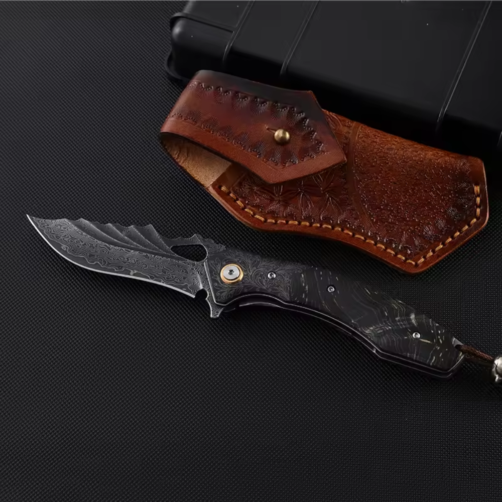 Condor VG10 Japanese Damascus Pocket Knife with Stained Maple Burl handle