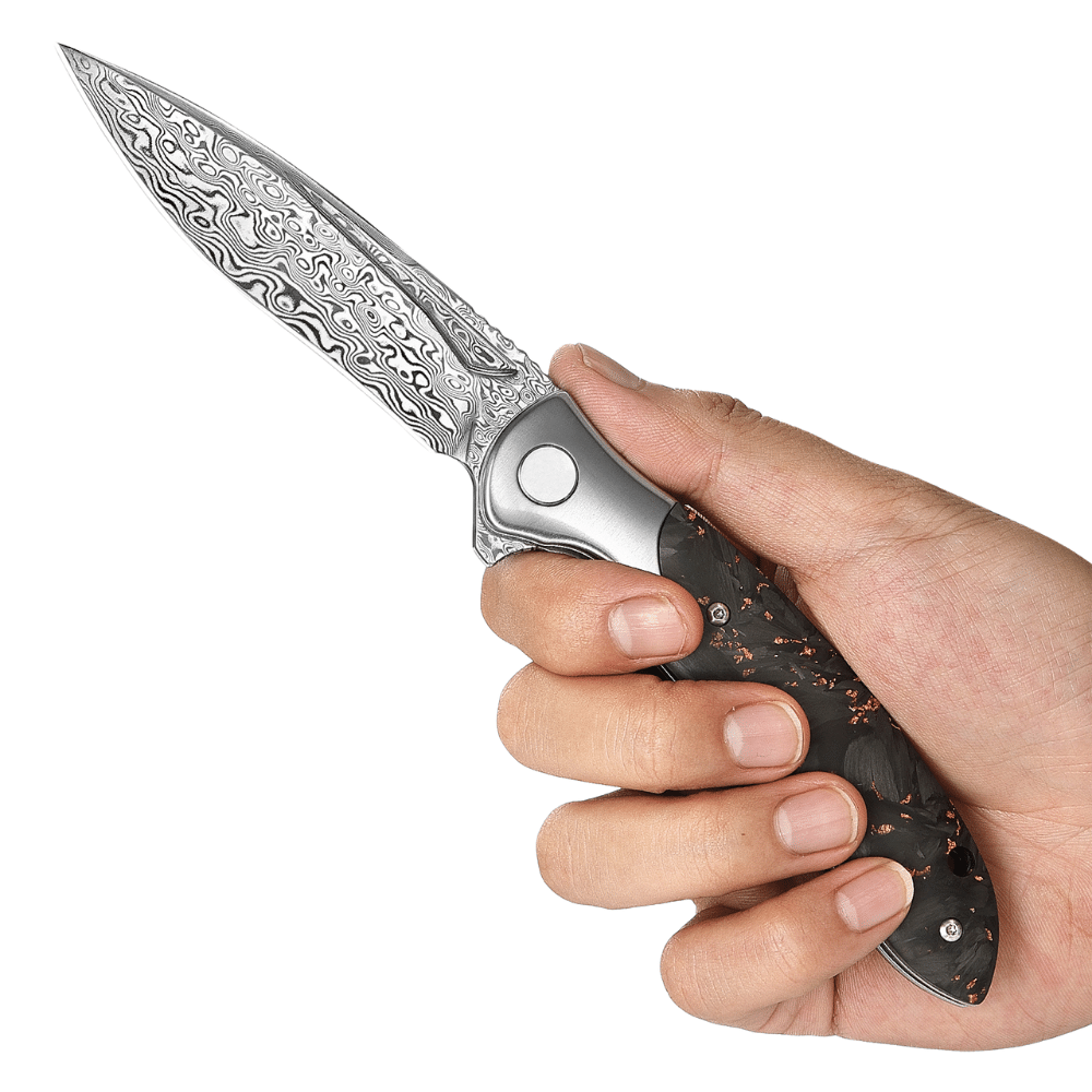Raven VG10 Ultralight Folding Pocket Knife with Titanium & Carbon Fiber Handle