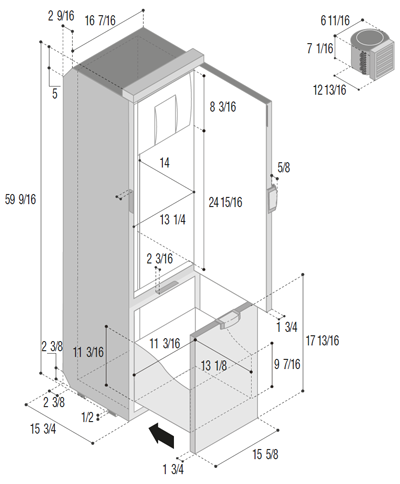 Vitrifrigo SLIM150 CHR 5.3 cu ft - Front-Loading Refrigerator / Freezer
