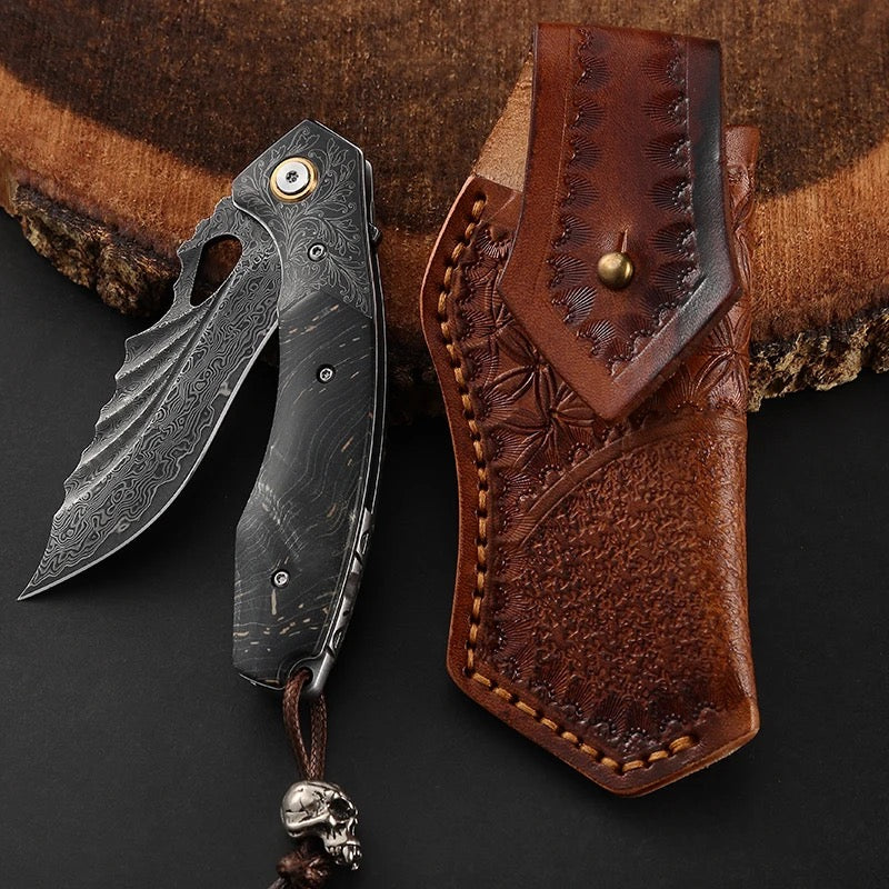 Condor VG10 Japanese Damascus Pocket Knife with Stained Maple Burl handle