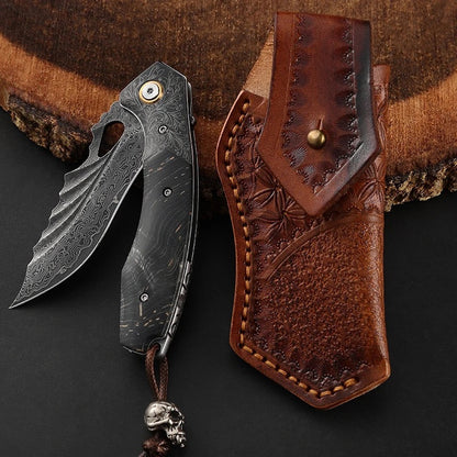 Condor VG10 Japanese Damascus Pocket Knife with Stained Maple Burl handle