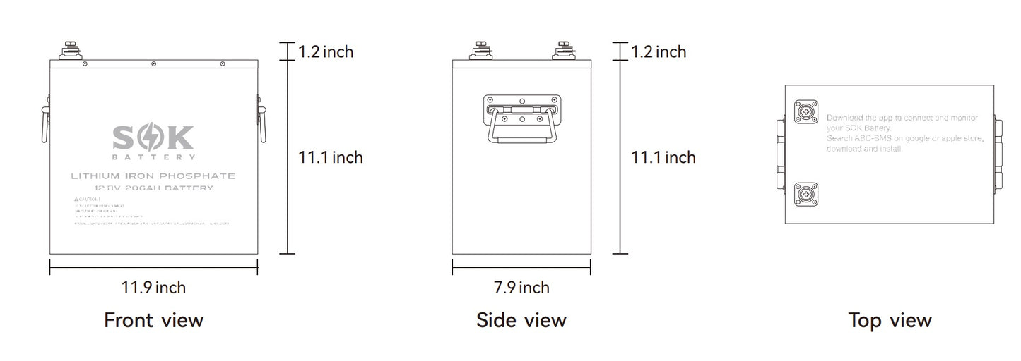 SOK 12V 206Ah LiFePO4 Battery | Built-In Heater & Bluetooth