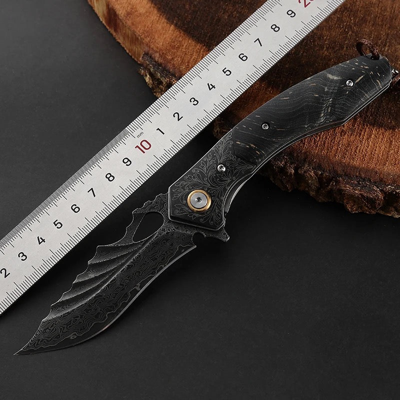 Condor VG10 Japanese Damascus Pocket Knife with Stained Maple Burl handle
