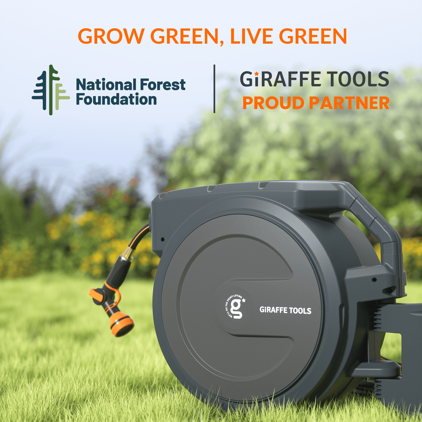 Giraffe Tools Retractable Garden Hose Reel-1/2in-130ft