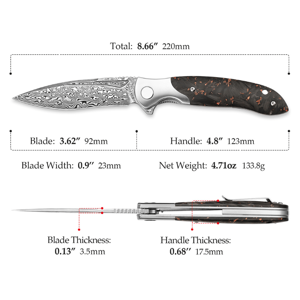 Raven VG10 Ultralight Folding Pocket Knife with Titanium & Carbon Fiber Handle