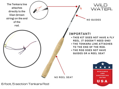 Tenkara Fly Fishing Kit, 6 ft Rod| Wild Water Fly Fishing