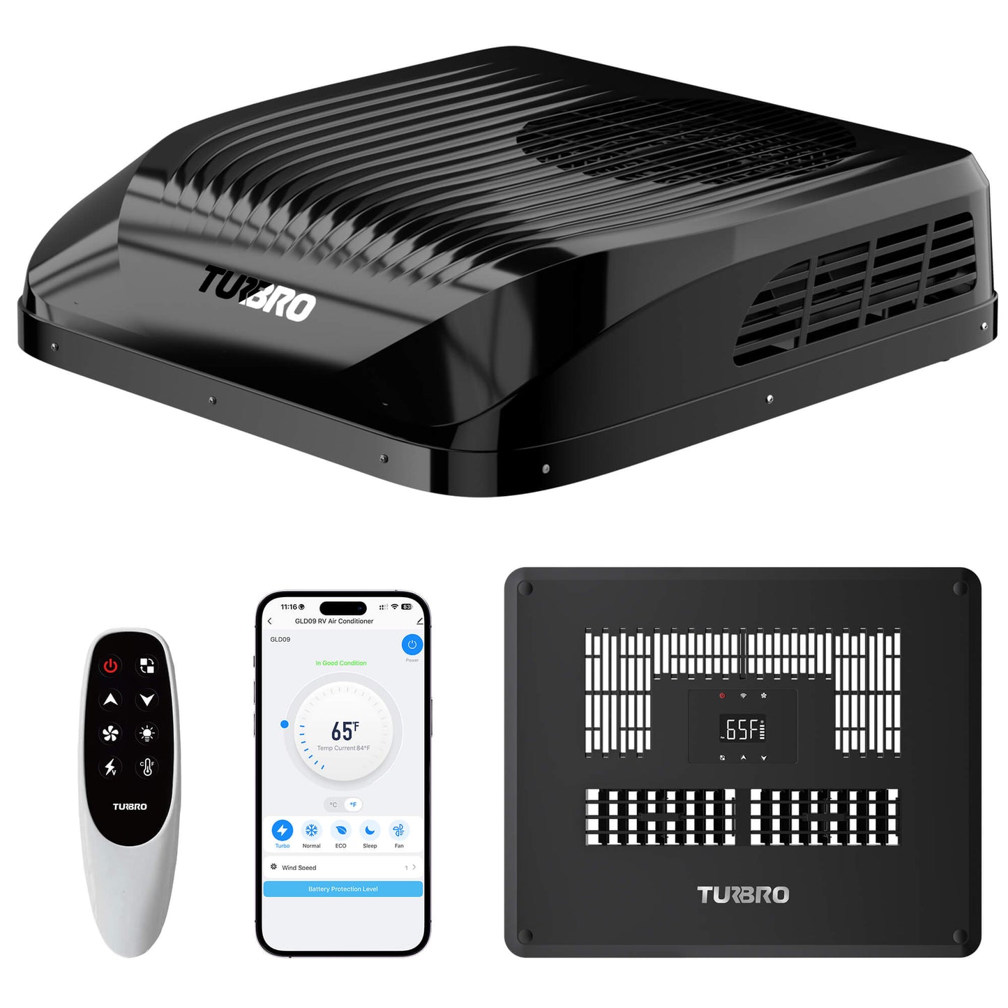 Greenland 9,000 BTU 12V DC Inverter Rooftop RV Air Conditioner (R32)