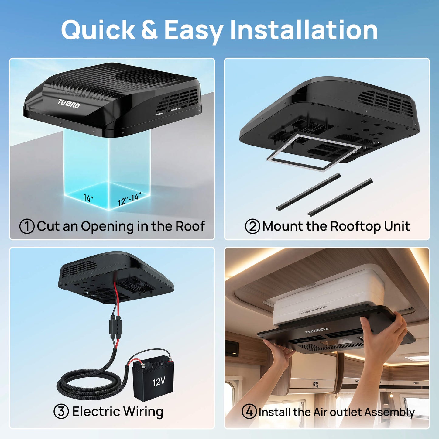 Greenland 9,000 BTU 12V DC Inverter Rooftop RV Air Conditioner (R32)