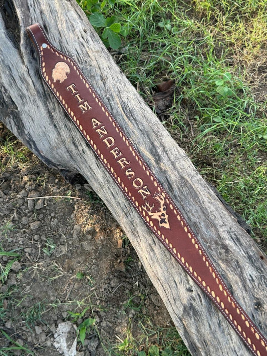 Custom Handmade Tooled Rifle Sling - Personalized