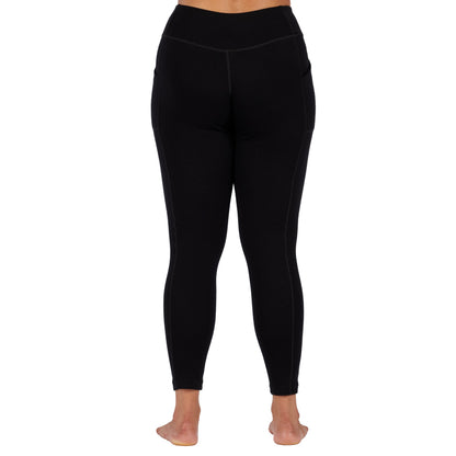 Women's Heavyweight Wool Leggings With Pockets Thermal Base Layer Bottom - 100% Merino Wool