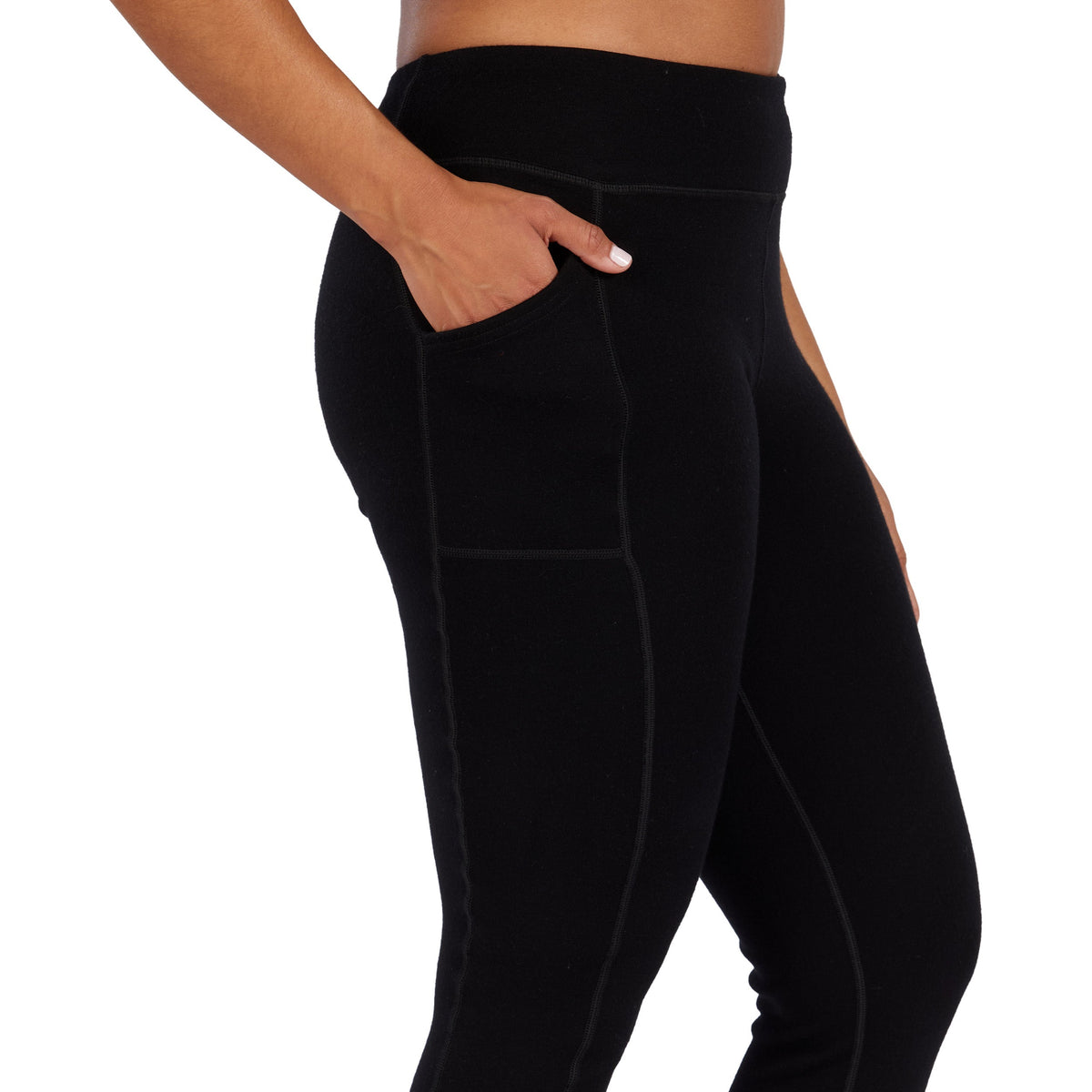 Women's Heavyweight Wool Leggings With Pockets Thermal Base Layer Bottom - 100% Merino Wool