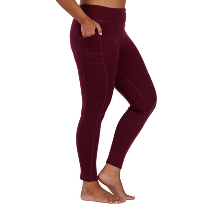 Women's Heavyweight Wool Leggings With Pockets Thermal Base Layer Bottom - 100% Merino Wool