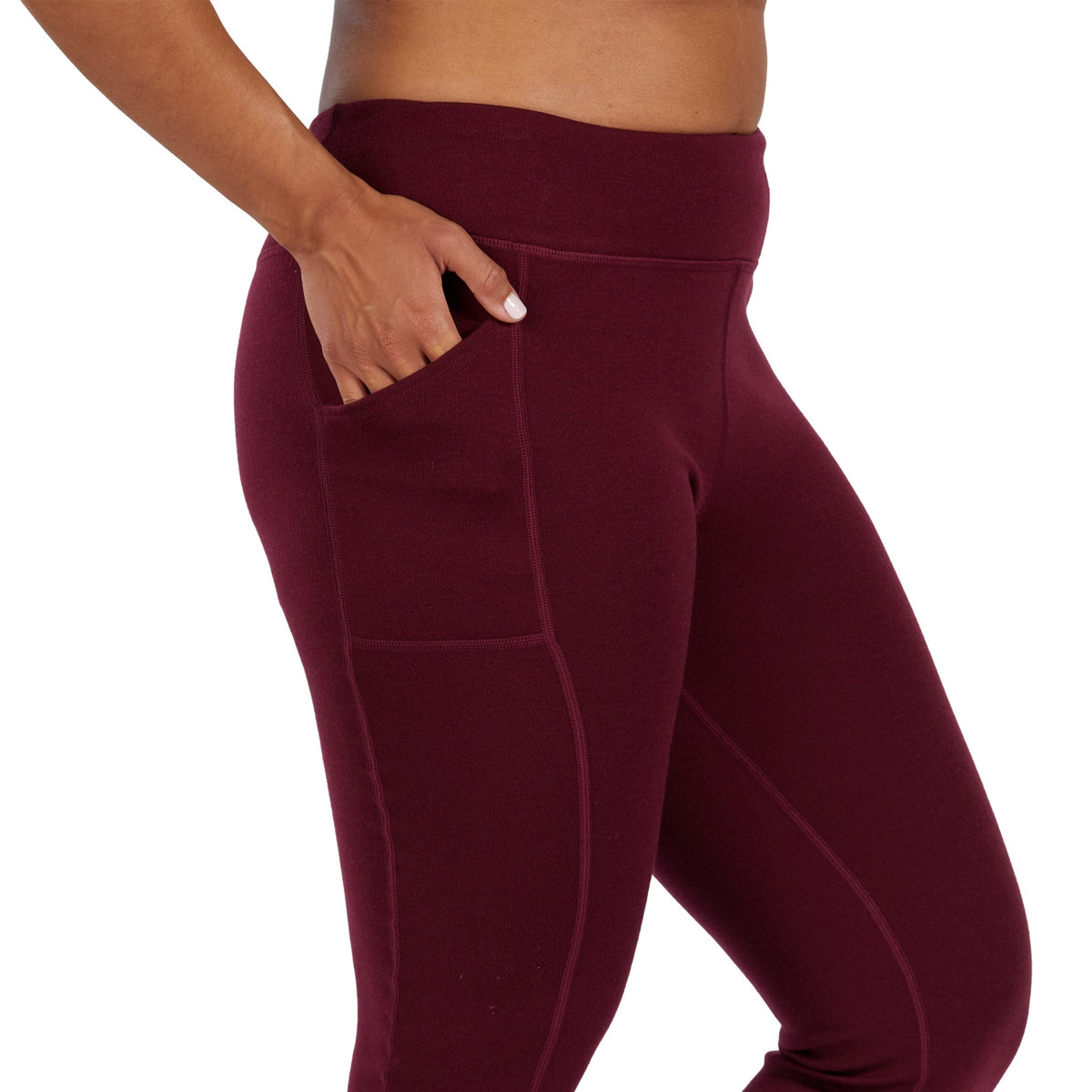 Women's Heavyweight Wool Leggings With Pockets Thermal Base Layer Bottom - 100% Merino Wool